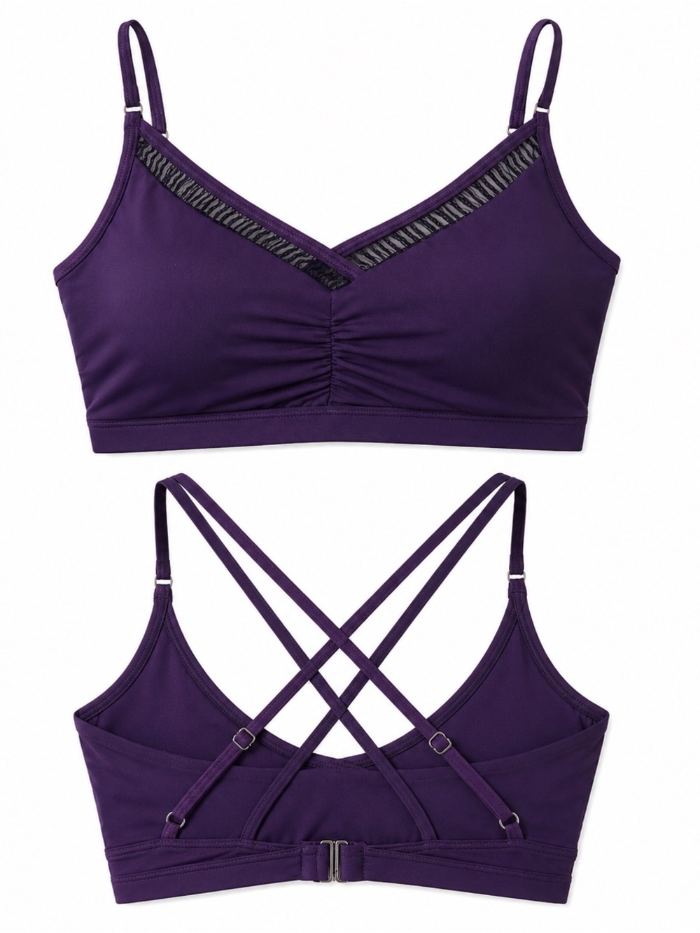 CALIA by Carrie Underwood Strappy Back Sports Bra Bikini Top| Purple | M - Picture 1 of 5